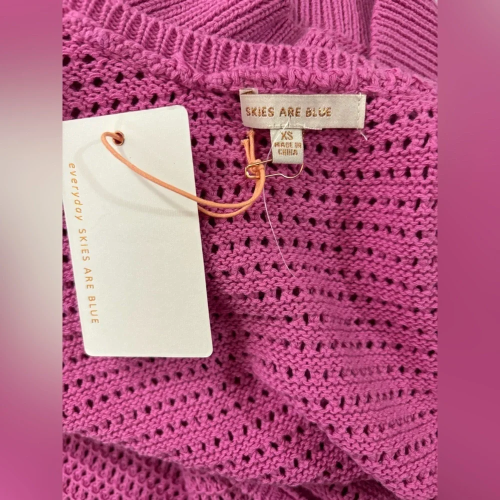 NWT Skies Are Blue Isla Rose Violet Lose Knit Crochet Tank and Midi Skirt Set M - Picture 11 of 13